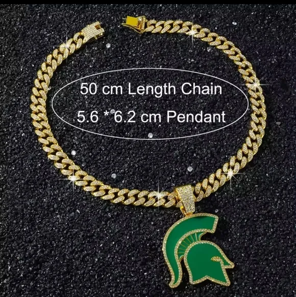 Michigan State Spartans Iced Style Chain Necklace 20 Or 24 Choose 1